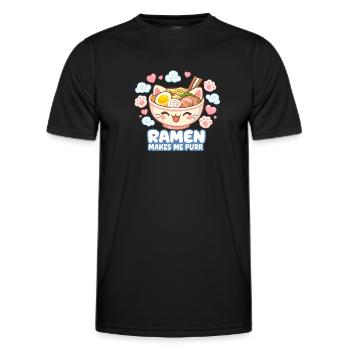 Kawaii Katze Ramen Nudeln Anime Katze - Männer Funktions-T-Shirt - Schwarz - Vorne - AI Model Male 178 dark (178cm)
