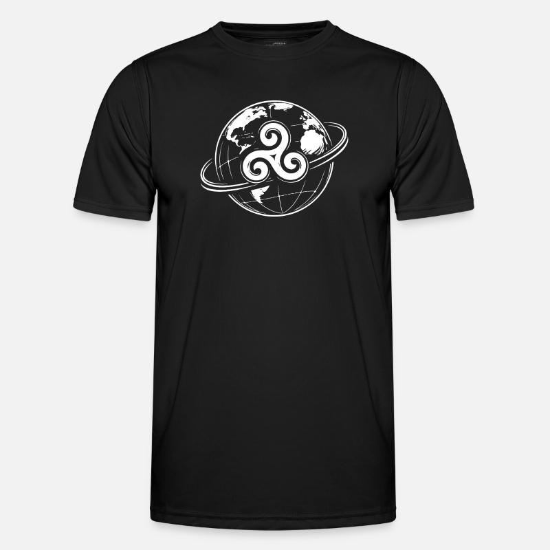 Breton Triskel Globe Celtic Brittany - Men's Functional T-Shirt - black
