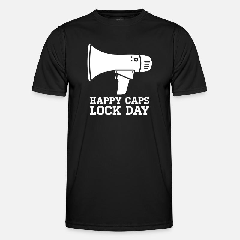 Megaphone Happy Caps Lock Day Nerd - Men's Functional T-Shirt - black
