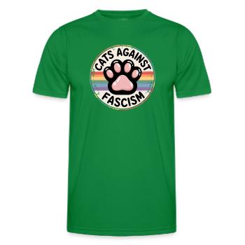 Cats against Racism- Antifascist Merch - Men's Functional T-Shirt - kelly green - Front - AI Model Male 178 dark (178cm)