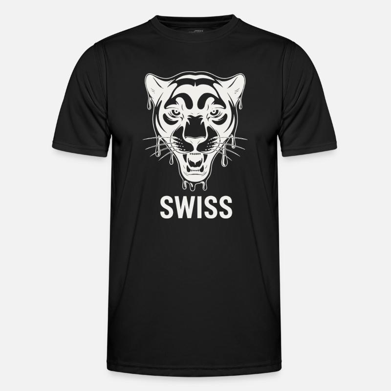 Tropfender Tigerkopf Schweizer Stil - Männer Funktions-T-Shirt - Schwarz