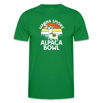 Alpaca Bowl Sunset Retro Forest - Men's Functional T-Shirt - kelly green - Front - AI Model Male 178 dark (178cm)