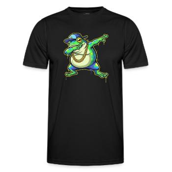 Green Street Frog with Gold Chain Dabbing - Men's Functional T-Shirt - black - Front - AI Model Male 178 dark (178cm)