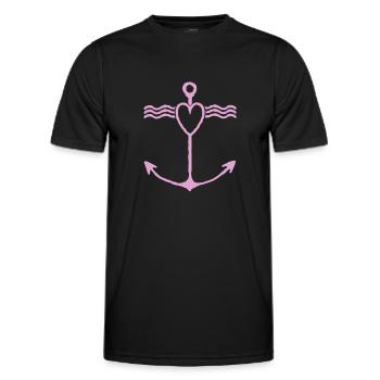 Heart Anchor Wave Design - Men's Functional T-Shirt - black - Front - AI Model Male 178 dark (178cm)