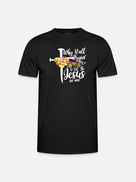 Cross flowers: Jesus in me - Men's Functional T-Shirt - black