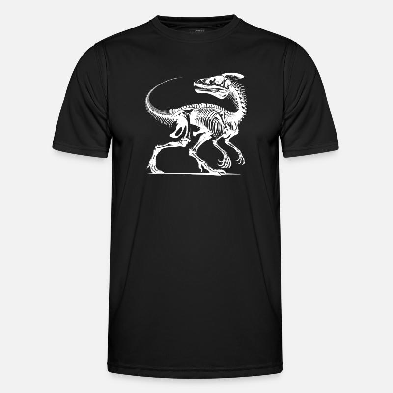Dinosaur Raptor with Backbone Bones - Men's Functional T-Shirt - black