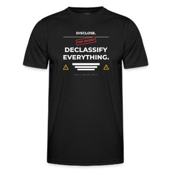DISCLOSE. Declassify Everything – UAP - Men's Functional T-Shirt - black - Front - AI Model Male 178 dark (178cm)