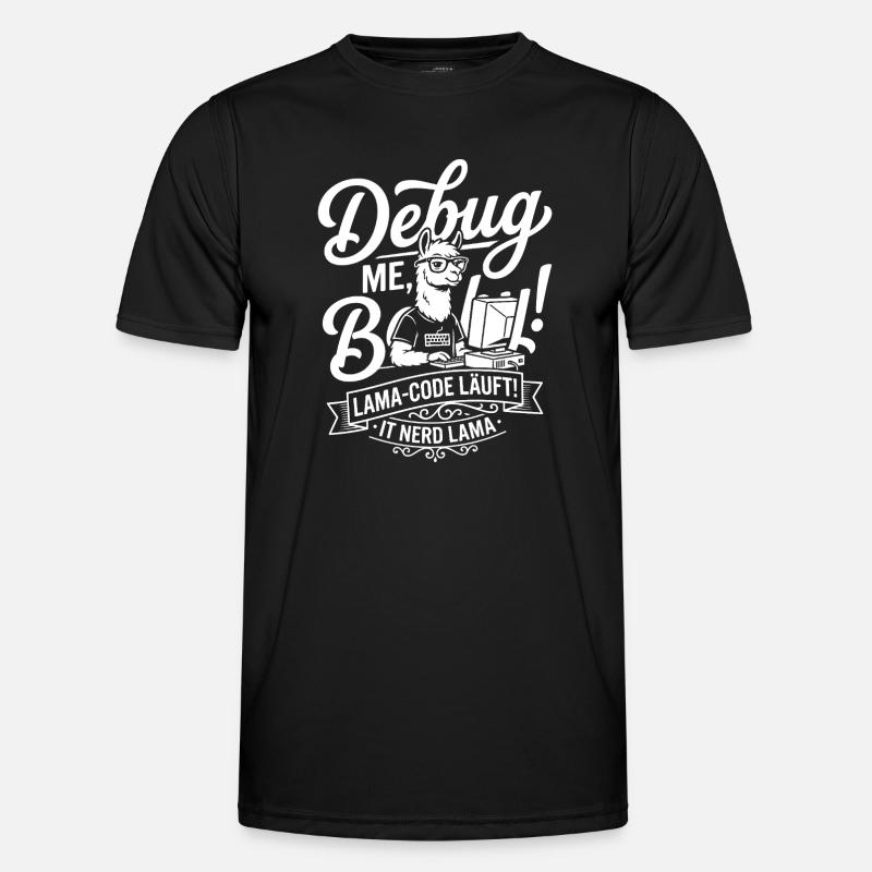Lama Code Debug Design - Männer Funktions-T-Shirt - Schwarz