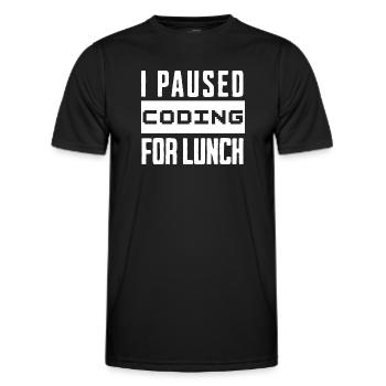 Codage de geeks, j’ai mis le codage en pause pour le déjeuner - T-shirt sport Homme - noir - Devant - AI Model Male 178 dark (178cm)