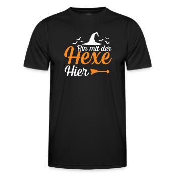 Halloween I'm here with the witch - Men's Functional T-Shirt - black - Front - AI Model Male 178 dark (178cm)