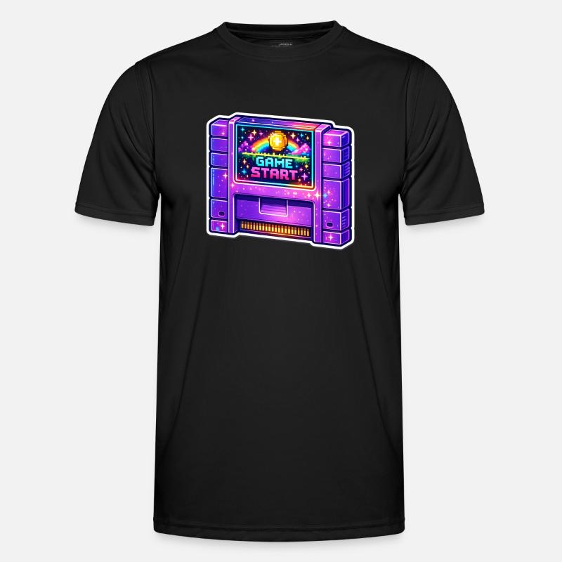 Retro Arcade Start Neon - Men's Functional T-Shirt - black