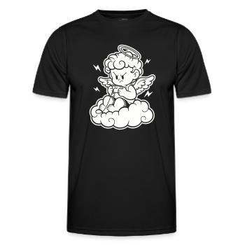 Rage Gaming Cherub – Wütender Engel zockt - Männer Funktions-T-Shirt - Schwarz - Vorne - AI Model Male 178 dark (178cm)