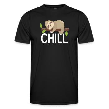 Chill sloth on branch cute relax design - Men's Functional T-Shirt - black - Front - AI Model Male 178 dark (178cm)