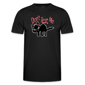 Ne me teste pas, chat coquin, citation drôle : logo - T-shirt sport Homme - noir - Devant - AI Model Male 178 dark (178cm)