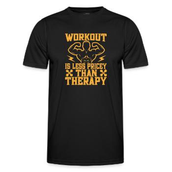 Fitness Motivation Bodybuilder Cheaper Than Therap - Men's Functional T-Shirt - black - Front - AI Model Male 178 dark (178cm)