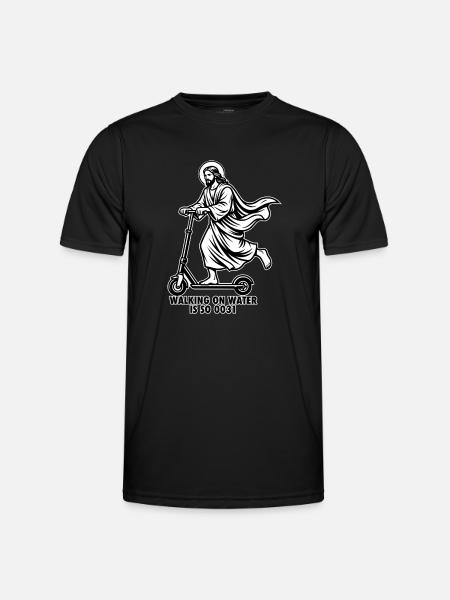 Jesus E-Scooter - Funny Walking On Water Meme - Men's Functional T-Shirt - black