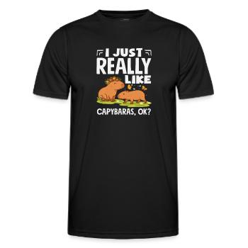Really Like Capybaras Cute Funny Animal Lover - Men's Functional T-Shirt - black - Front - AI Model Male 178 dark (178cm)
