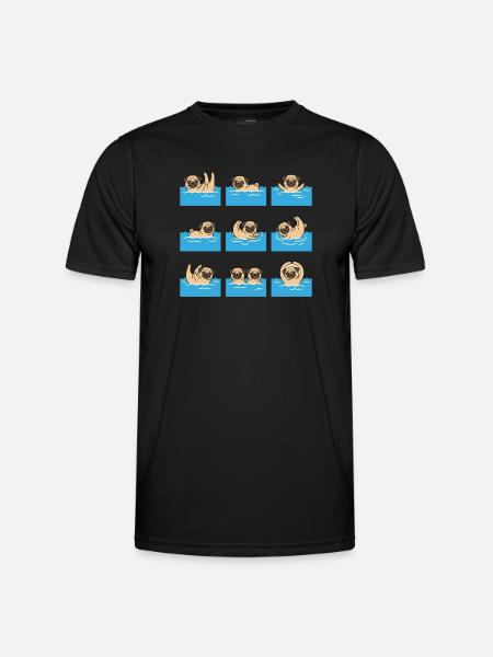 Schwimmender Mops Cartoon Für Hundefans - Männer Funktions-T-Shirt - Schwarz