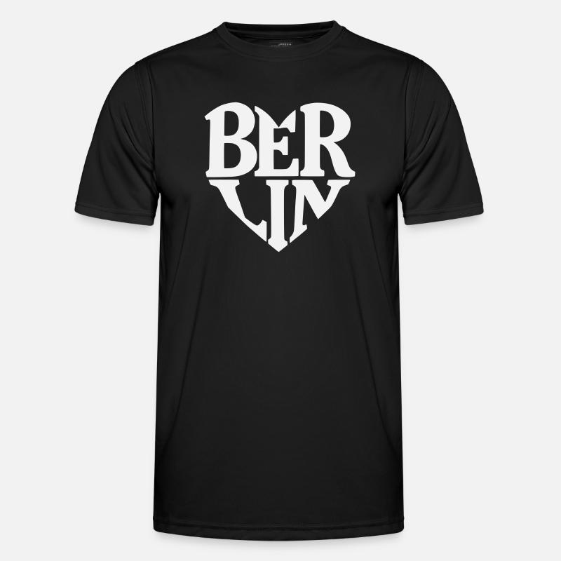 Berlin Herzschrift Logo - Männer Funktions-T-Shirt - Schwarz