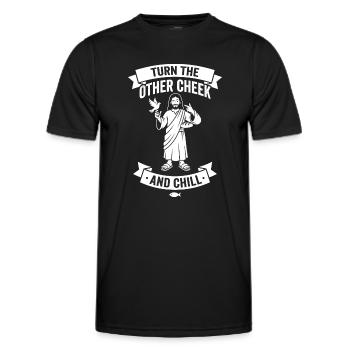 Turn The Other Cheek And Chill - Men's Functional T-Shirt - black - Front - AI Model Male 178 dark (178cm)
