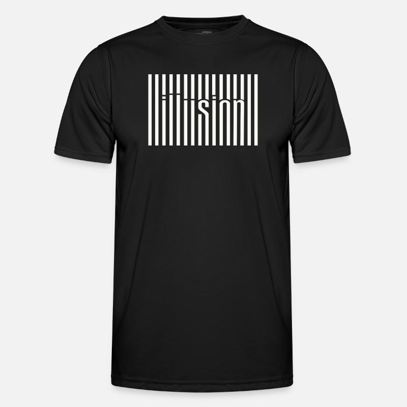 Barcode Illusion  - Männer Funktions-T-Shirt - Schwarz