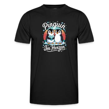 Pingouin dans le cœur doux de pingouin amour pour le pingouin - T-shirt sport Homme - noir - Devant - AI Model Male 178 dark (178cm)