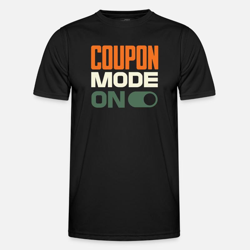 Coupon Mode On – Schnäppchenjäger Retro Design - Männer Funktions-T-Shirt - Schwarz