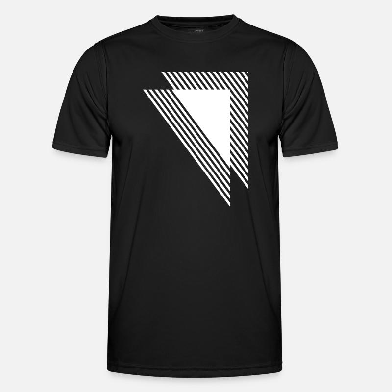 Geometric Triangles Diagonal Monochrome Grid - Men's Functional T-Shirt - black