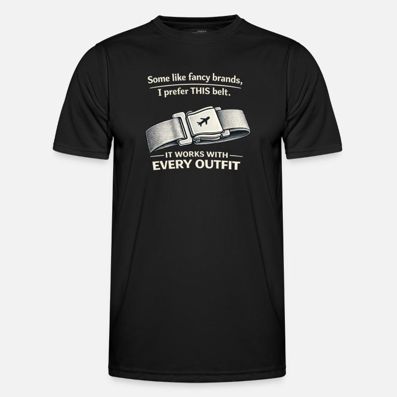 THIS Belt Spruch: Sitzgurt Flugzeug - Men's Functional T-Shirt - black