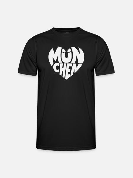 Munich Heart Logo Typography - Men's Functional T-Shirt - black