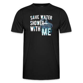 Wasser sparen, mit mir duschen, witzig, witzig - Männer Funktions-T-Shirt - Schwarz - Vorne - AI Model Male 178 dark (178cm)