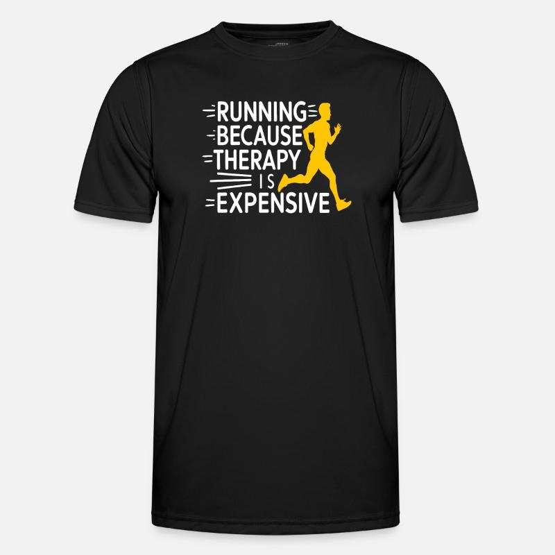 Running Because Therapy Is Expensive Jogging Funny - Men's Functional T-Shirt - black