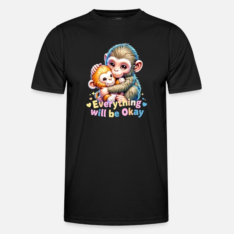 Everything Will Be Okay Monkey Hug - Men's Functional T-Shirt - black