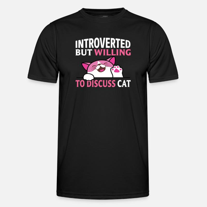Introverted cat discussion - Männer Funktions-T-Shirt - Schwarz