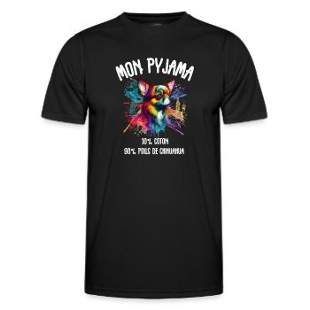 Dog Pajamas Chihuahua Humor - Men's Functional T-Shirt - black - Front - AI Model Male 178 dark (178cm)