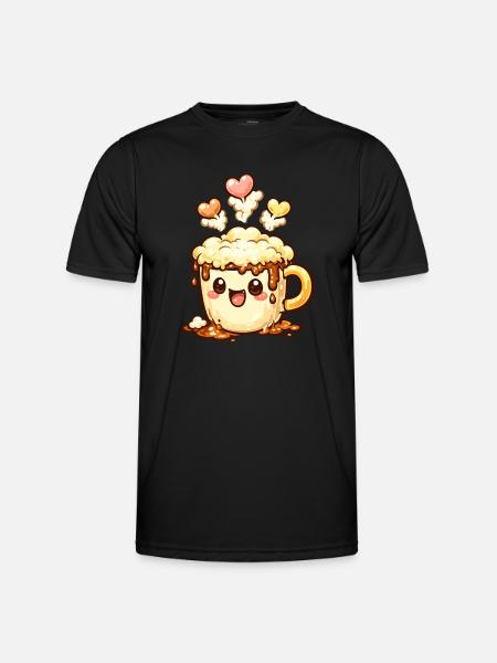 Coffee Smile Latte Mug Heart - Men's Functional T-Shirt - black