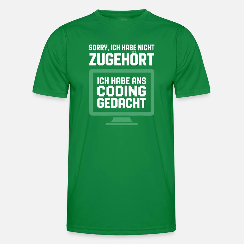 Coding Gedanke am Bildschirm Männer Funktions-T-Shirt