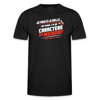Je vais à la salle sinon j’ai un caractère de - T-shirt sport Homme - noir - Devant - AI Model Male 178 dark (178cm)