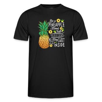 Be A Pineapple Stand Tall Wear A Crown Quote Art - Männer Funktions-T-Shirt - Schwarz - Vorne - AI Model Male 178 dark (178cm)