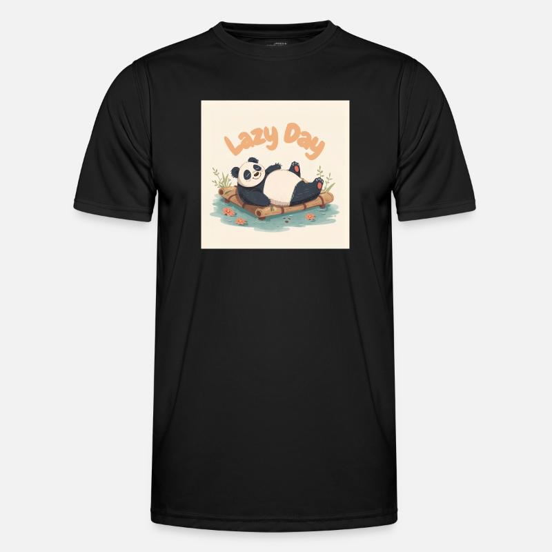 Panda napping on raft - Men's Functional T-Shirt - black
