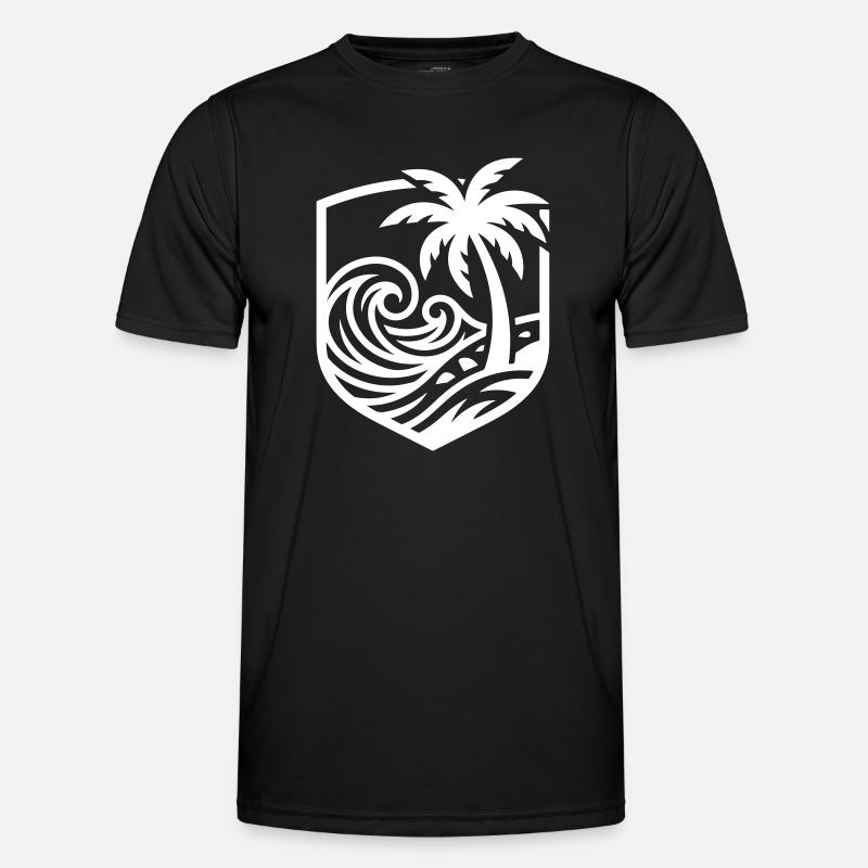 Palm Trees Beach Ocean - Men's Functional T-Shirt - black
