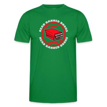 Read Banned Books Verbotene Bücher Lesen Freiheit - Men's Functional T-Shirt - kelly green - Front - AI Model Male 178 dark (178cm)