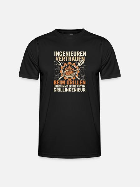 Grillingenieur: Physik am Feuer - Männer Funktions-T-Shirt - Schwarz