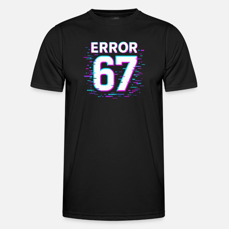 Fejl 67 Six Seven Glitch Cyber Meme Gaveidé - Funktionsshirt til herrer - sort