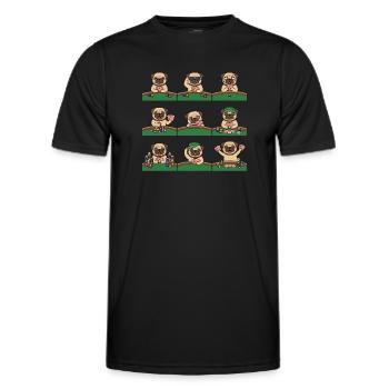 Lustiger Mops Poker Kartenspiel Hund - Männer Funktions-T-Shirt - Schwarz - Vorne - AI Model Male 178 dark (178cm)