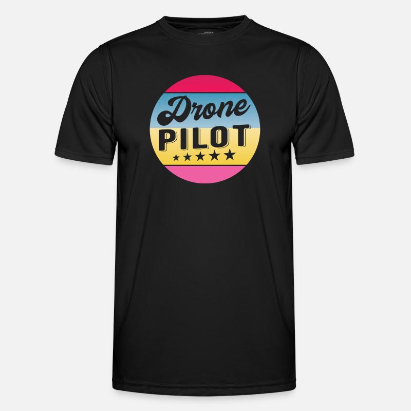 Drone Pilot Drohnenpilot Gradient Badge - Männer Funktions-T-Shirt - Schwarz