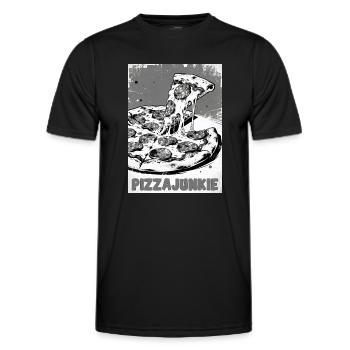 Pizzajunkie Slice Graphic - Männer Funktions-T-Shirt - Schwarz - Vorne - AI Model Male 178 dark (178cm)
