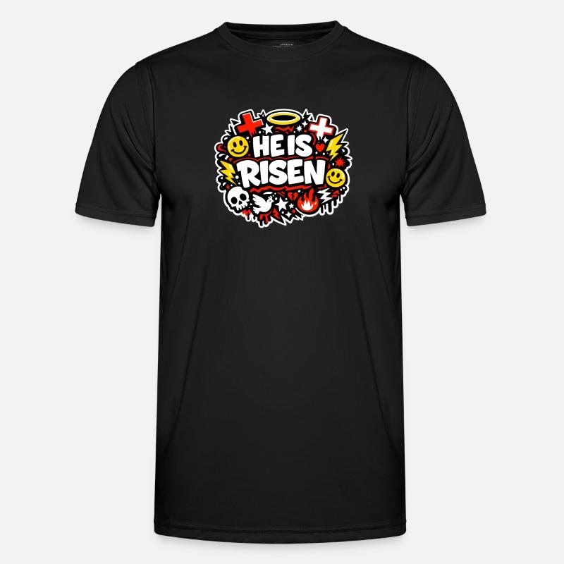 he is risen - Männer Funktions-T-Shirt - Schwarz
