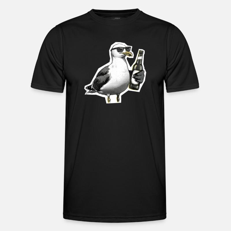 Möwe Bier Küste - Männer Funktions-T-Shirt - Schwarz