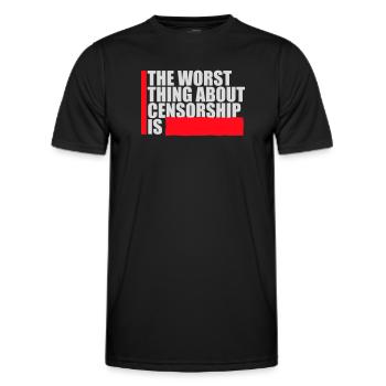 Le pire dans la censure, c’est l’ironie amusante - T-shirt sport Homme - noir - Devant - AI Model Male 178 dark (178cm)
